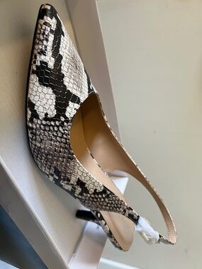 Alfani Black & White Snake-Print Pointed Slingback Heel